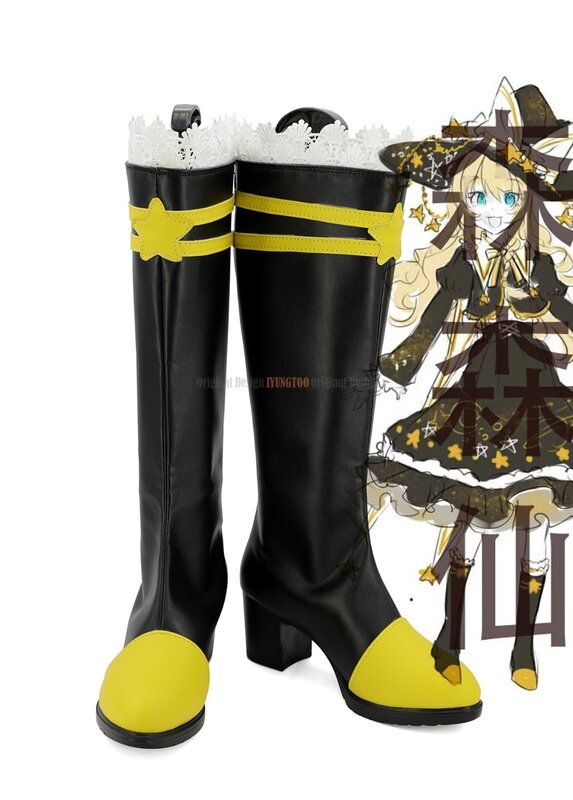 Kirisame-botas de marisa, kit com sapatos de salto alto personalizados, feito em qualquer tamanho, cosplay de kirisame marisa