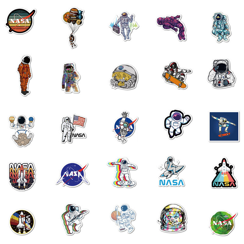 만화 우주 비행사 개성 창의적인 스티커, 책상 기타 컴퓨터 냉장고 방수 스티커, 도매, 10 개, 30 개, 50 개