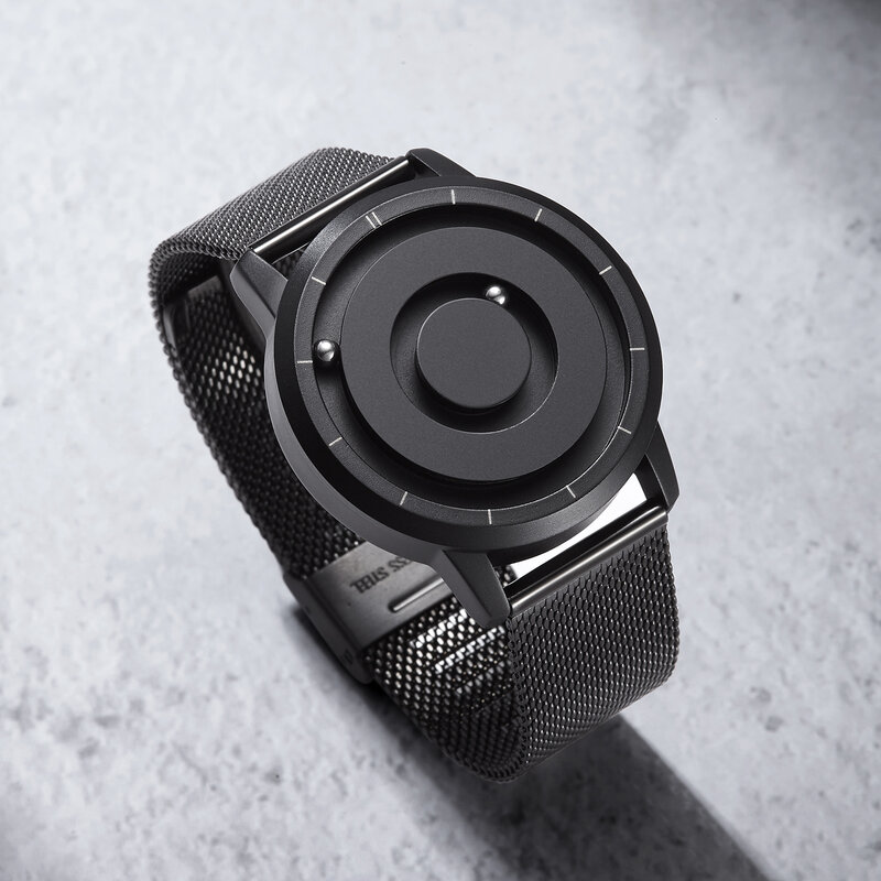 Jam tangan Analog manik-manik magnetik utour-tali baja tahan karat dan desain penunjuk unik, jam tangan magnetik uniseks