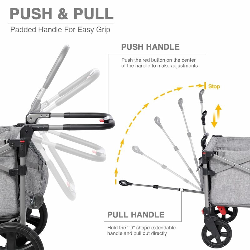 Складные прицепы EVER ADVANCED для двух детей, складная коляска с регулируемой ручкой, Съемный навес