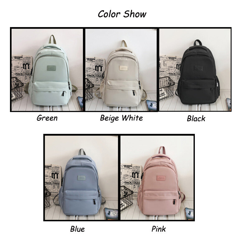 Mochila con múltiples bolsillos para mujer, bolso de viaje informal, mochila escolar de alta calidad para adolescentes, Color sólido