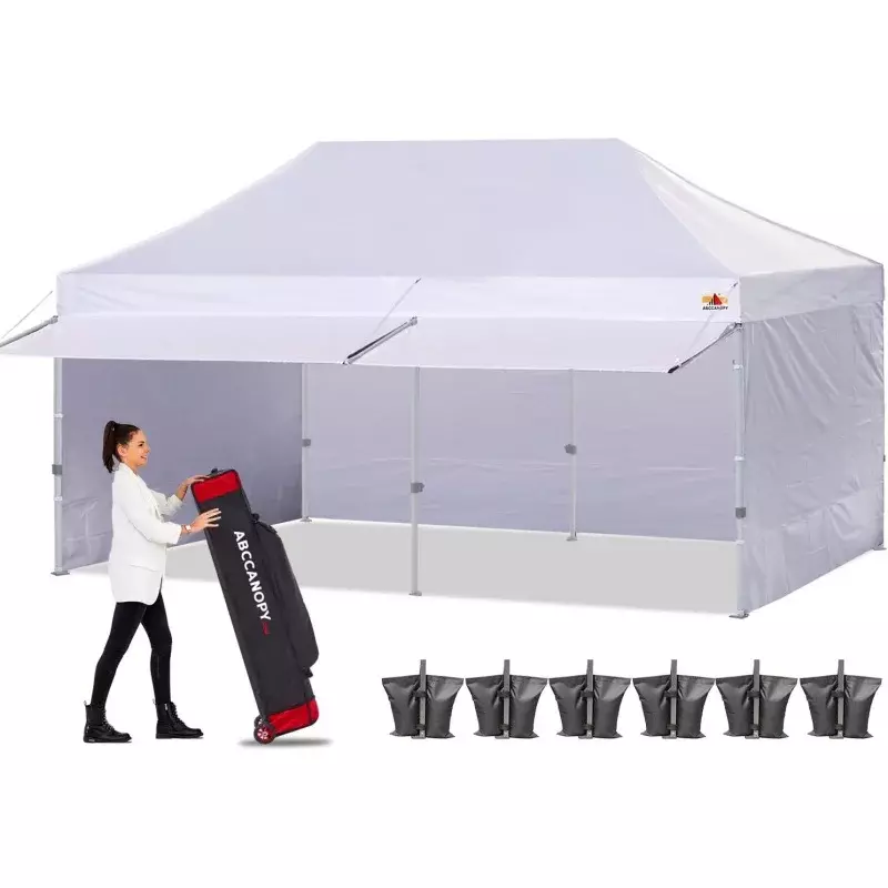 ABCCANOPYup Canopy Tent with Awning and Sidewalls 10x20 Market -Series, White