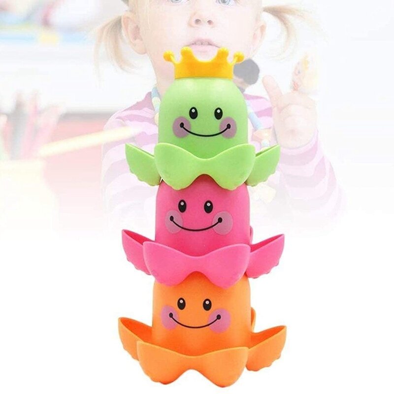 Tazas apilables de pulpo oceánico para bebés, juguetes de baño de animales marinos, juego de baño de sabor para bebés y niños