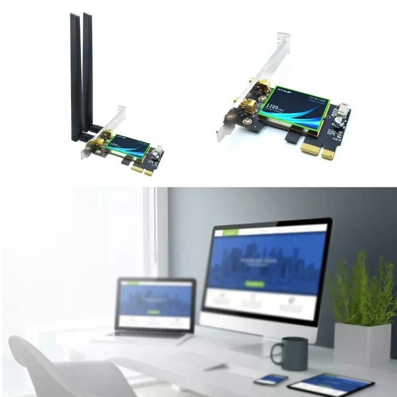 PCIE WIFI-kaart 1200 Mbps draadloze netwerkadapter Bluetooth-compatibel PCI-E