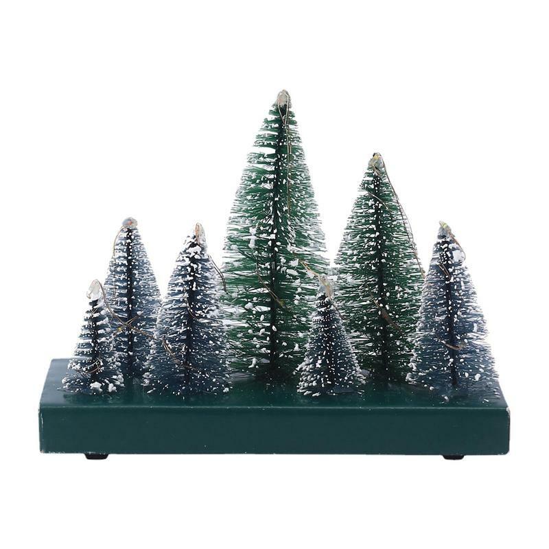 Mini Christmas Tree For Desk Tiny Artificial Pine Needle Tree Combination Ornaments Colorful LED Light Pine Needle Tree Decor