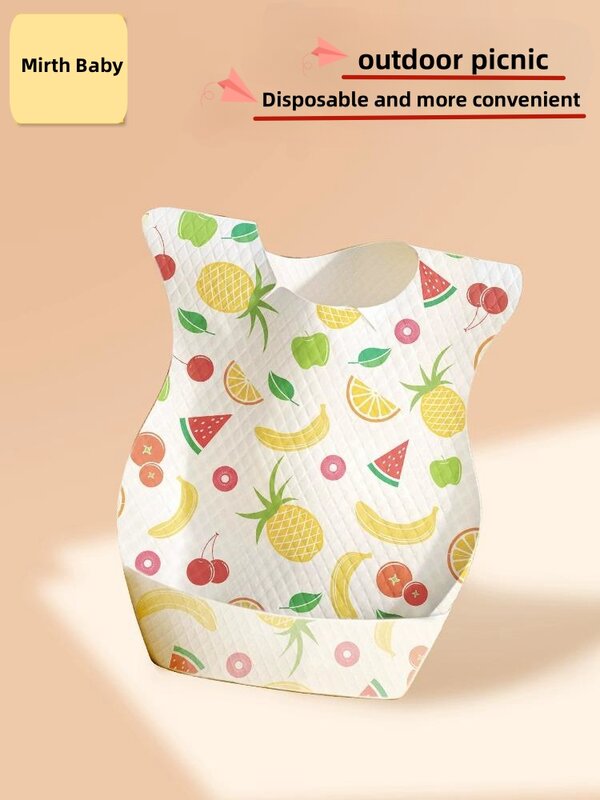 30pcs/Set Fruit Printed Drooling Bibs Disposable Bibs For Baby Boys Girls Nonwoven Drooling Towel Outdoor Baby Burp Cloths