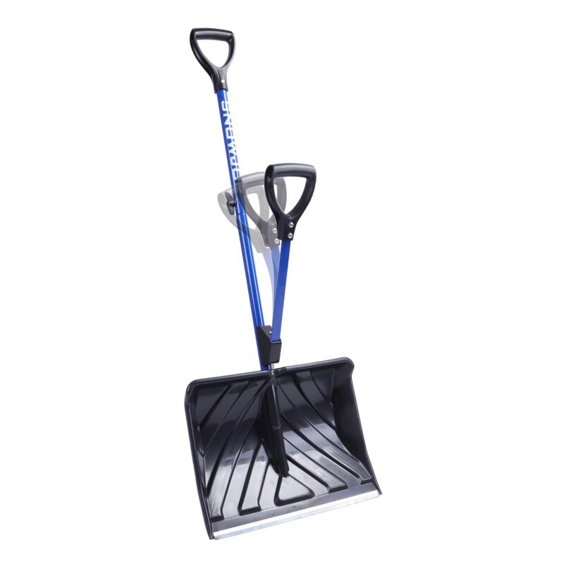 Shovelution Strain-Reducing Snow Shovel, 18-inch Poly Blade, Spring Assisted Handle