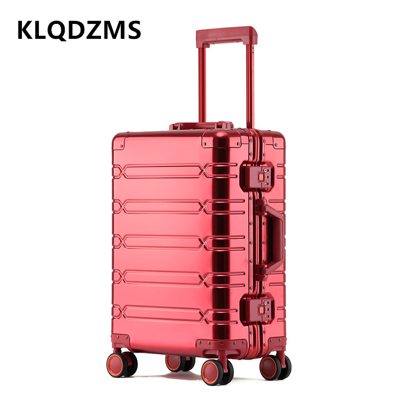 KLQDZMS koper pria 20 inci, koper semua aluminium Magnesium Aloi kotak asrama 29 "kapasitas besar 24"