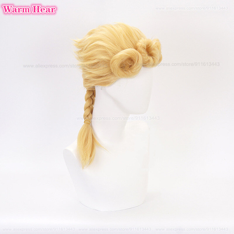 Giorno Flisa Wig Cosplay Anime Wig Cosplay panjang emas Wig Anime Wig sintetik tahan panas + topi Wig