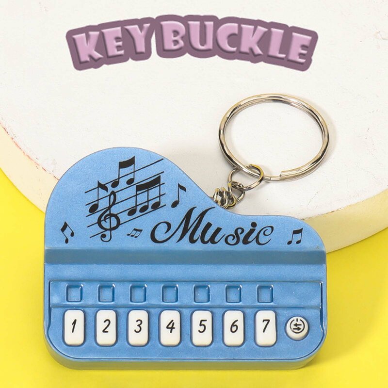 Gantungan kunci Piano elektronik, gantungan kunci Piano jari kreatif dengan lampu, liontin Organ elektronik Mini untuk rumah bepergian B88