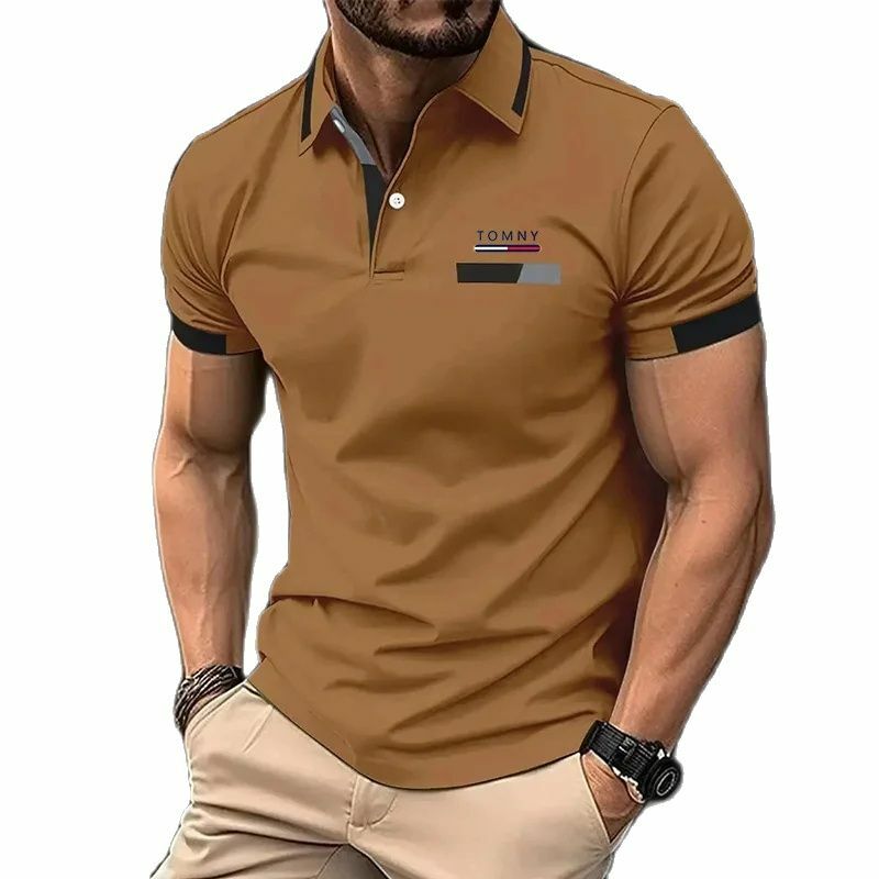 Polo manga curta t-shirt para homens, top respirável, alta qualidade, casual, absorção de suor, novo