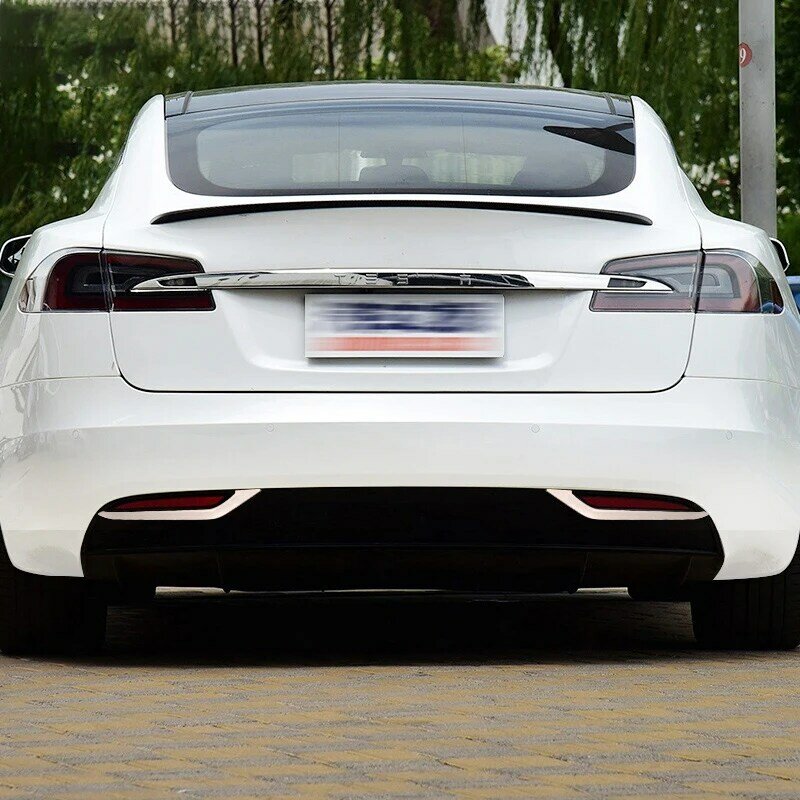 Außen Hinten Nebel Licht Lampe Streifen Dekorative Trimmt 2 teile/los edelstahl Für Tesla Model S Auto Zugriffs