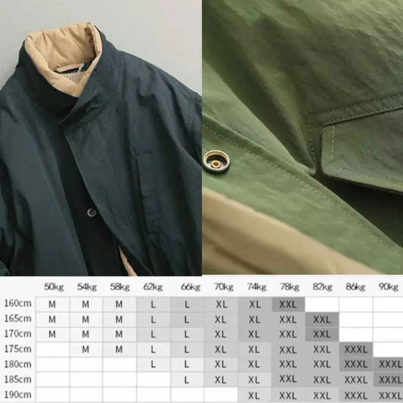 Jaqueta puffer longa retrô japonesa masculina, casaco plus size, parka verde do exército, casaco de inverno, outono, novo