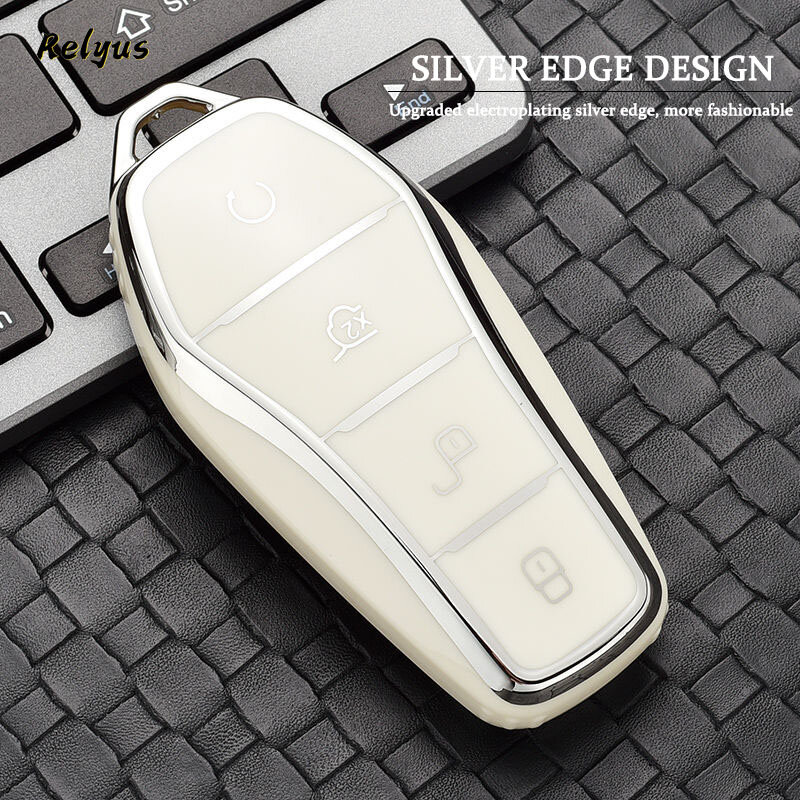 Soft TPU Car Remote Key Case Cover Shell Fob for BYD Song PRO Han EV Max Tang DM 2018 Qin PLUS Protector Keychain Accessories