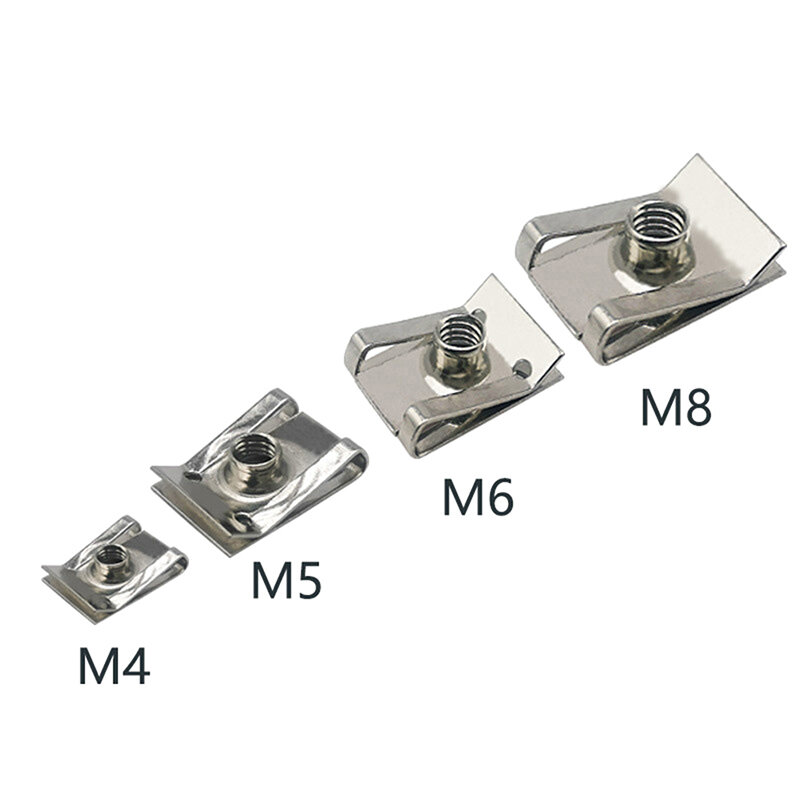 10pcs Stainless Steel U Type Clips with Thread M6 M5 M4 M8 8/6/5/4 mm Reed Nuts for Car Motorcycle Scooter