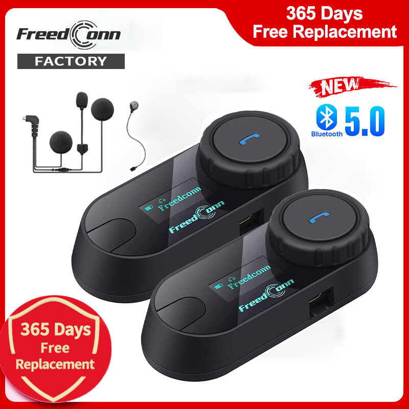 Headset helm sepeda Motor Bluetooth interkom Freedconn T Com Sc BT 5.0 mikrofon Radio FM berbagi musik komunikator untuk Motor