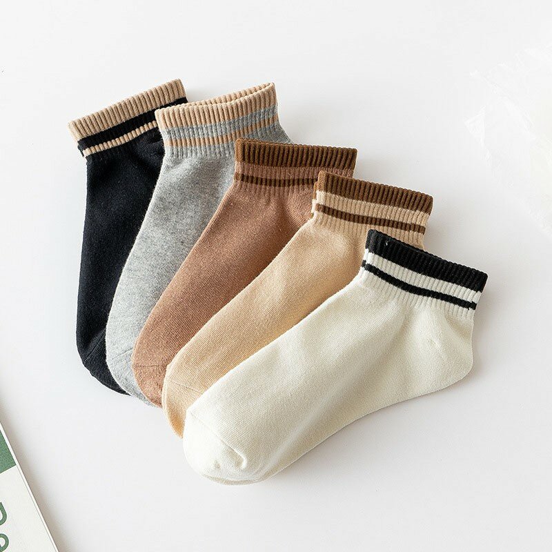 Skarpetki damskie proste jednolity kolor podwójny pręt prążkowany Trend w modzie wszechstronny koreański styl serii Academy bawełniane skarpety B104