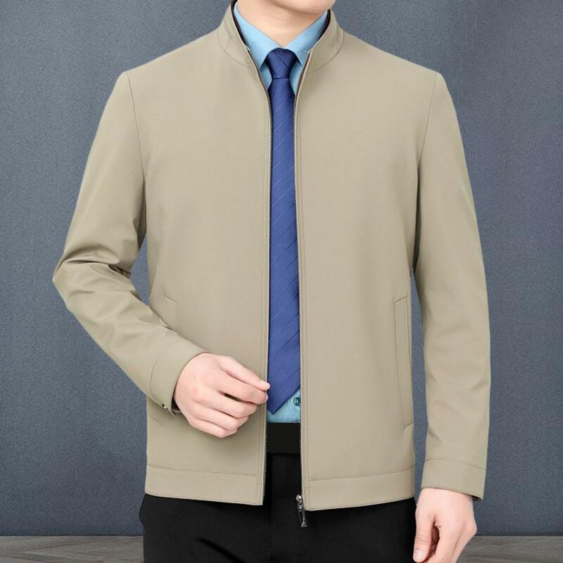 Chaqueta de manga larga para hombre, color sólido, simple y versátil, tiene un aspecto elegante que nunca pasa de estilo.