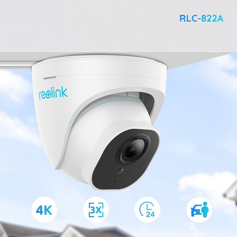 To 4K PoE Camera RLC-822A 3x Optical Zoom IP camera Human/Car Detection Audio Recording IP66 8MP HD Smart Home Security Cam