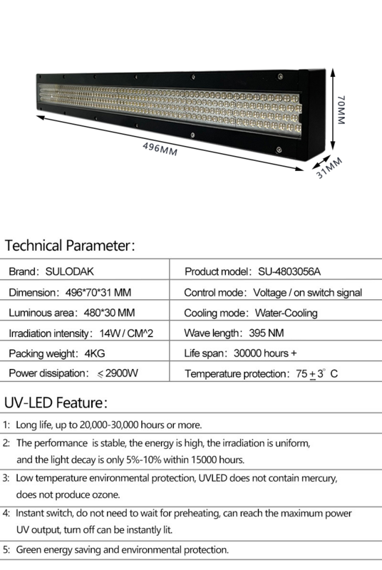 Lámpara de curado de Gel UV refrigerada por agua, máquina fotográfica Industrial de alta potencia de 2900W, 480x30 MM, 5m/3,2 m, luz de curado LEDUV