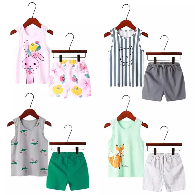 2 4 6 8 Jahre Kinder Pyjama Weste Set Baby Shorts Outfits kleines Mädchen zu Hause Kleidung Sommer bequeme Lounge wear neu