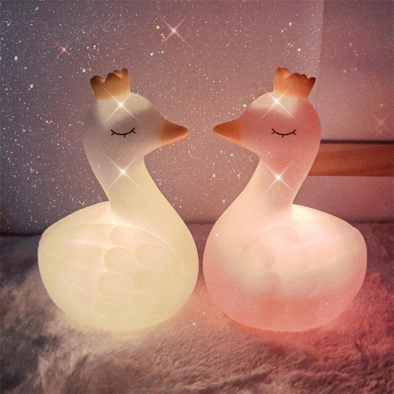ins swan night light led room decoration bedroom light children's birthday gift glowing ambient lamp dropshipping