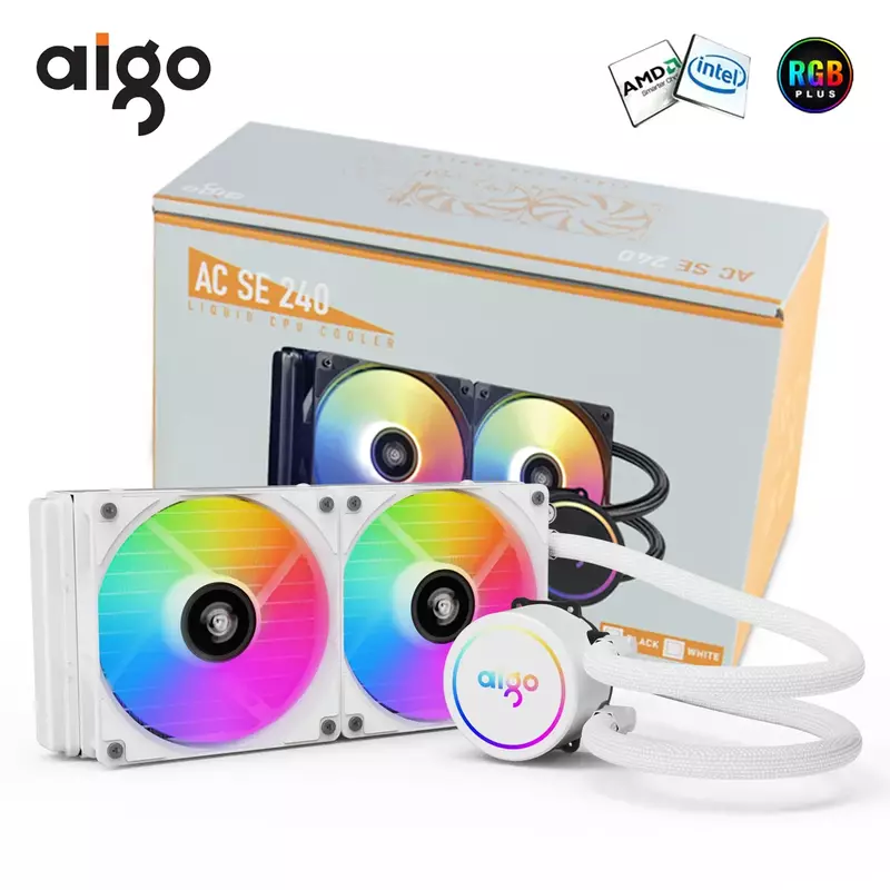 AliExpress Collection Aigo ACSE 수냉식 CPU 쿨러 120, 240 mm RGB 선풍기 액체 방열판 통합 라디에이터, LGA 2066, 2011, 1151, 1155, AM3 +, AM4 AMD