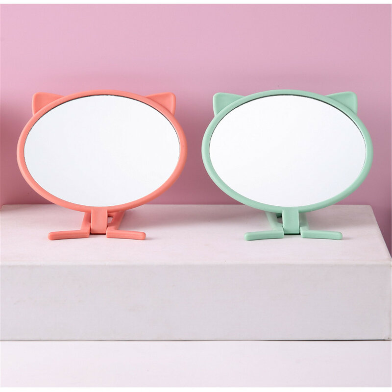 Espejo de maquillaje portátil de alta apariencia, espejo de viaje con mango plegable, pequeño para dormitorio de estudiantes