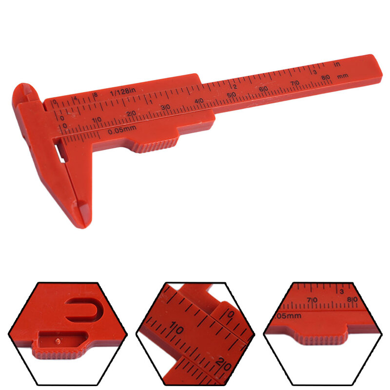 Calibrador Vernier deslizante de plástico, herramienta de medida, regla de doble escala, piezas y accesorios de instrumentos, 0-80mm