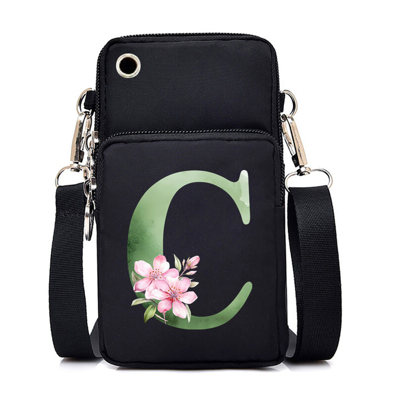 Annie 26 Alphabet Crossbody Bag for Women, Mobile Phone Bag, Aesthetics Flower, Lady Wallet Purses, Mini Initiated Bags