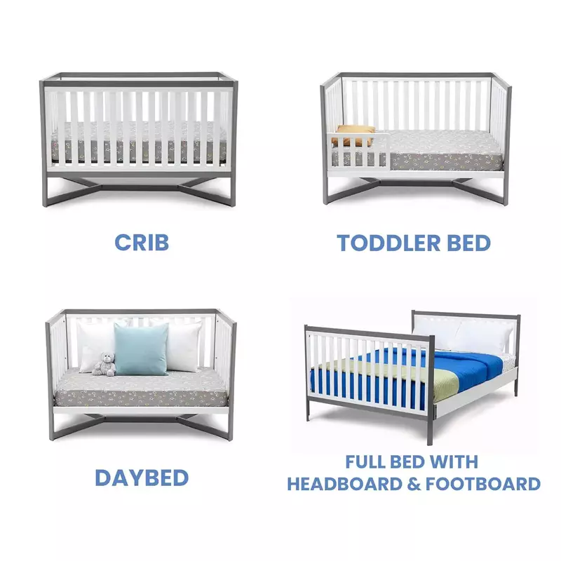Furniture  4-in-1 Convertible Crib, White/Grey 66 discount