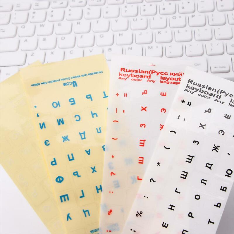 Adesivos de teclado transparentes, Alfabeto de layout russo, Etiqueta preto e branco, Letras para Notebook, PC, Laptop