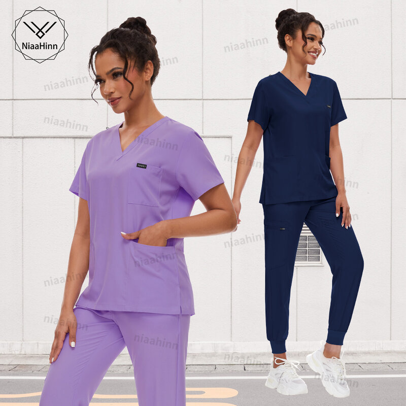 Slim Fit Medical Scrub Uniform para Mulheres, Acessórios de Enfermagem, Vestidos de Cirurgia Hospitalar, Clínica Dentária, Salão de Beleza