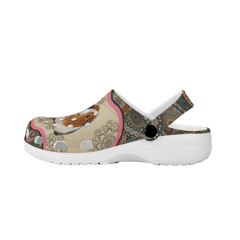 Sandalias informales con diseño Tribal de conejillo de indias para mujer, zapatos de jardín con correa de tacón antideslizante para interior y exterior, zapatillas planas ligeras