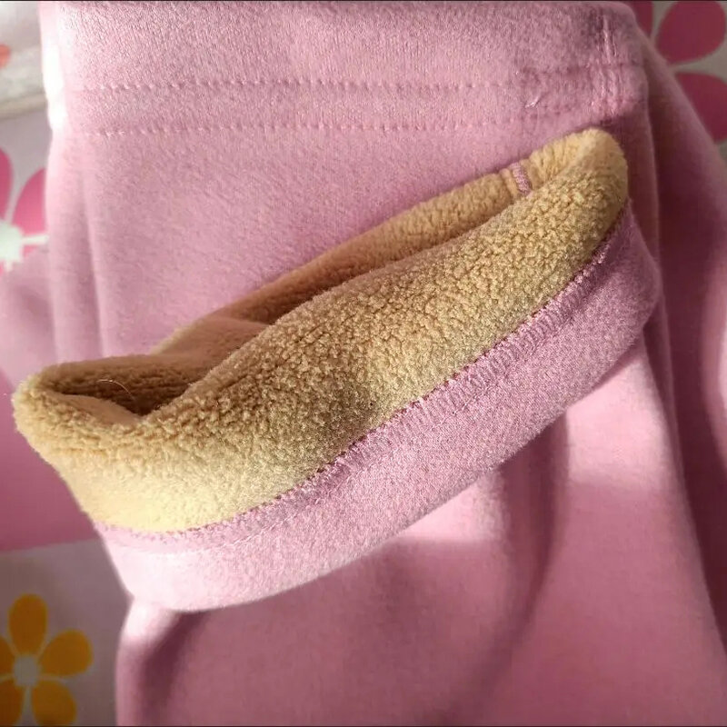 Celana Panjang Tebal Lambswool Musim Dingin untuk Wanita Celana Bawah Berlapis Bulu Ramping Hangat Celana Panjang Elastis Pinggang Tinggi Kasual Korea