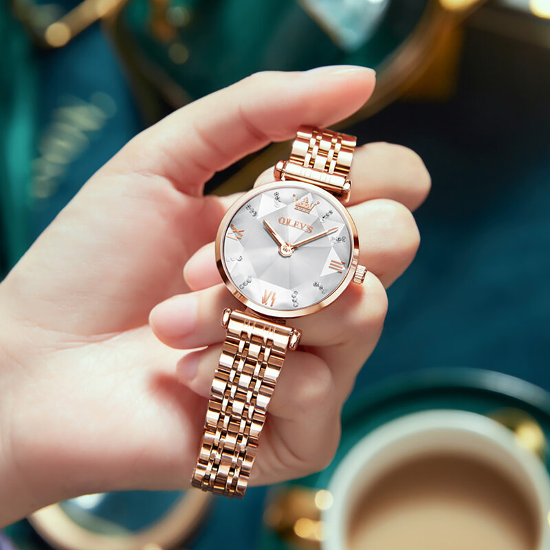Olevs-女性用クォーツ時計,防水ステンレススチールブレスレット,ファッショナブルなギフトセット,女性用トップブランド腕時計,新コレクション2022