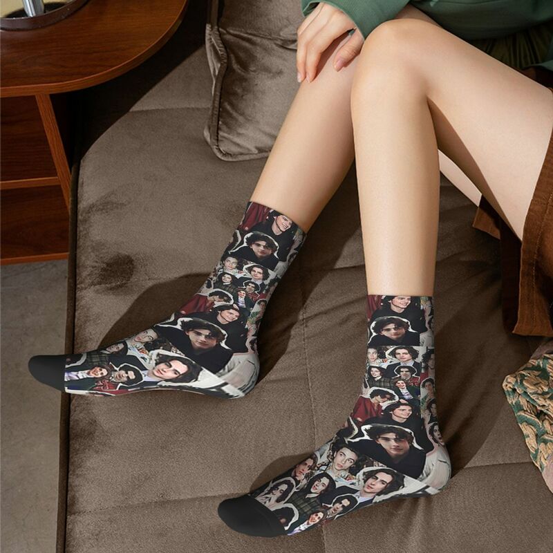Timothee Chalamet Collage Edit Socks Harajuku High Quality Stockings All Season Long Socks Accessories for Unisex Gifts