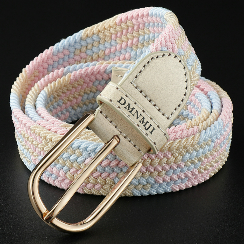 Cinturón trenzado elástico para mujer, hebilla de alfiler de aleación informal, cinturón decorativo de lona para estudiante, nuevo estilo