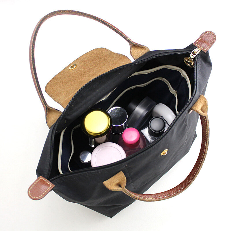 TINBERON-organizador de bolso de maquillaje, bolsa de almacenamiento de cosméticos, de nailon, de gran capacidad, con forro