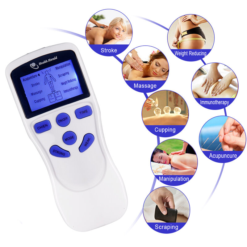 Eletric EMS Dual-output TENS Pulse Machine Smart Electroestimulador Muscular Multi-functional Blue Screen Small Physical Therapy