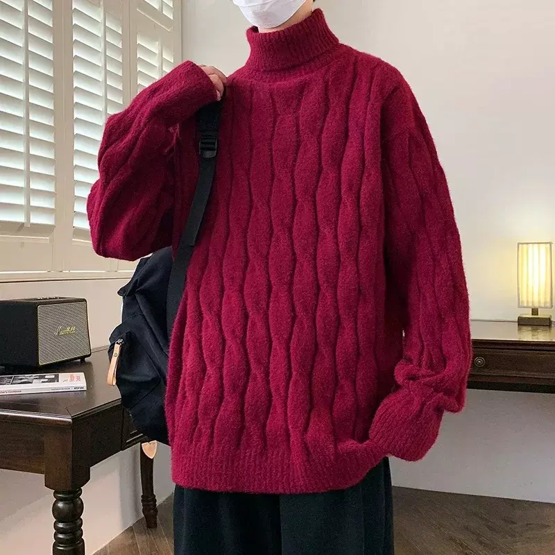 Высококачественный мужской теплый зимний Новый универсальный удобный свитер с круглым вырезом