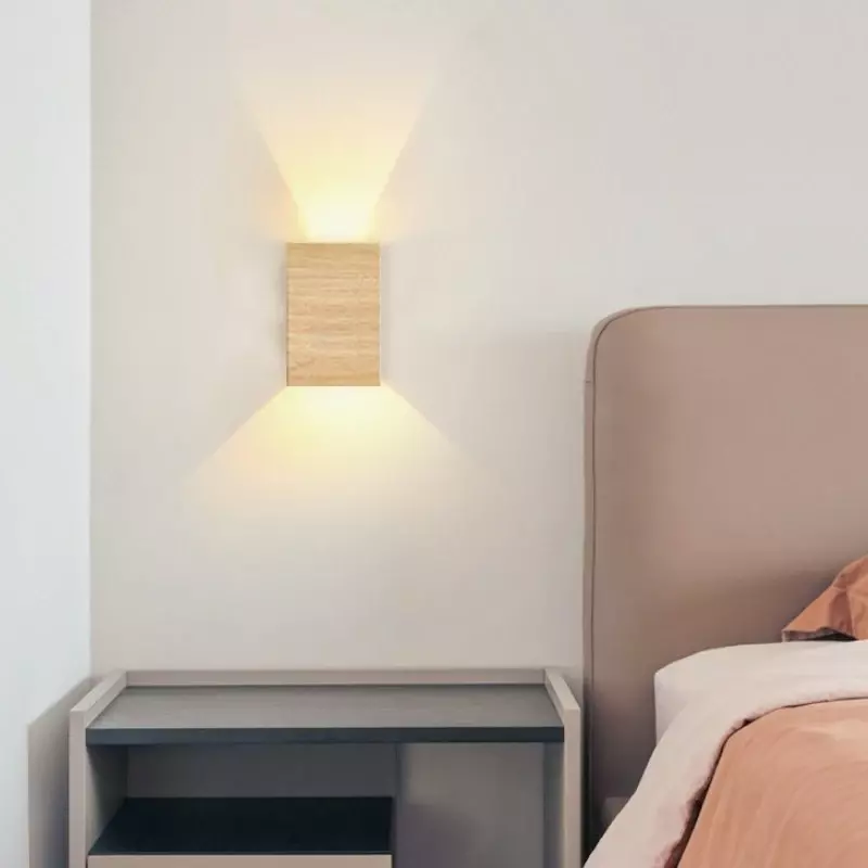Moderna lampada da parete a LED in legno di noce applique da parete quadrata camera da letto corridoio giardino Bar soggiorno scale decorazioni per la casa illuminazione a Led Lustre