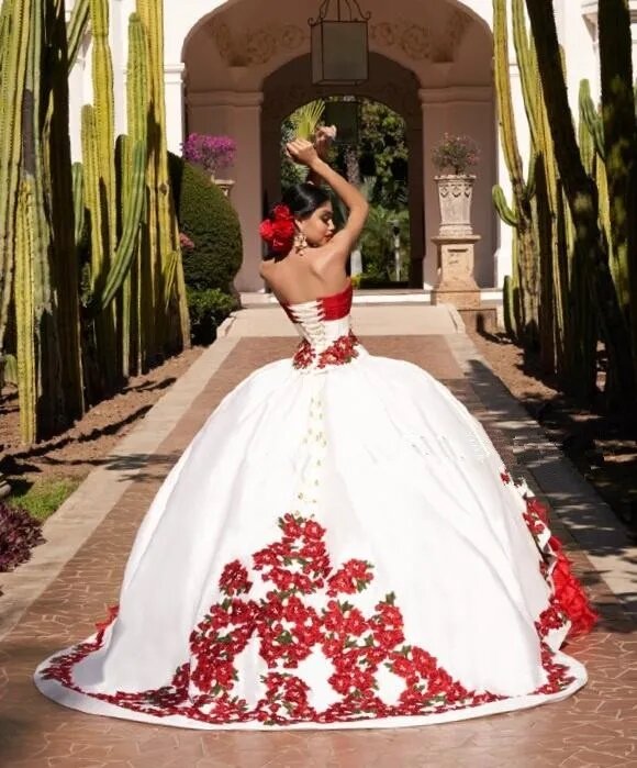 فساتين أميرة Quinceanera ، ثوب حفلة ، زينة الأورجانزا ، حلوة 16 فساتين ، أسود ، أحمر ، 15 سنة ، مكسيكية