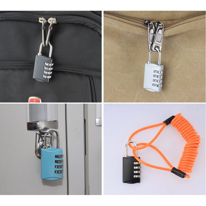 Kunci 4 digit koper bagasi Mini kunci TSA angka pengunci kode angka kombinasi gembok keamanan perjalanan kunci sandi aman