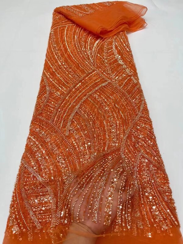 Tela de encaje de tul con cuentas africanas para novio, bordado de lentejuelas de alta calidad, cordones de tul francés para fiesta de Nigeiran, 2023
