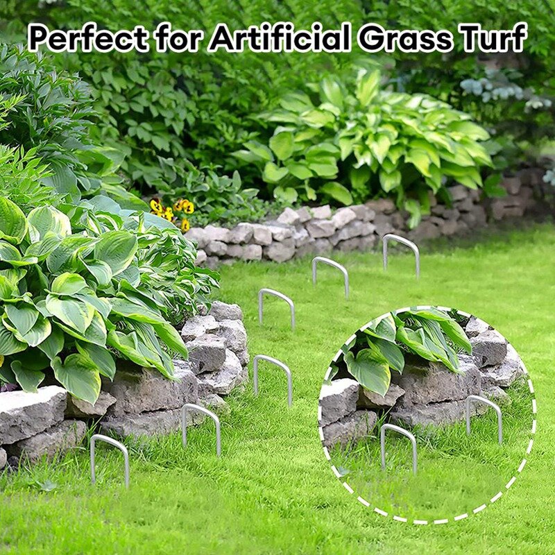 200 pz giardinaggio piantare punte fisse a terra a forma di U paesaggio perno a terra picchetti da giardino pioli di fissaggio facile installazione facile da usare