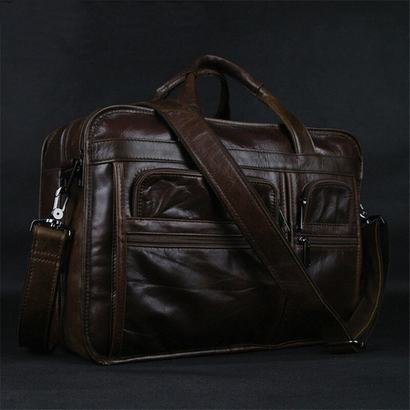 Роскошный мужской портфель из натуральной кожи, деловая сумка-мессенджер на ремне для ноутбука, бесплатная доставка