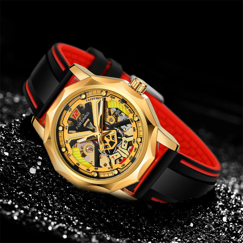 Forsining-Relógio de pulso mecânico automático masculino, pulseira de couro Business, relógio impermeável 30m, relógio esqueleto Tourbillon, novo lançamento