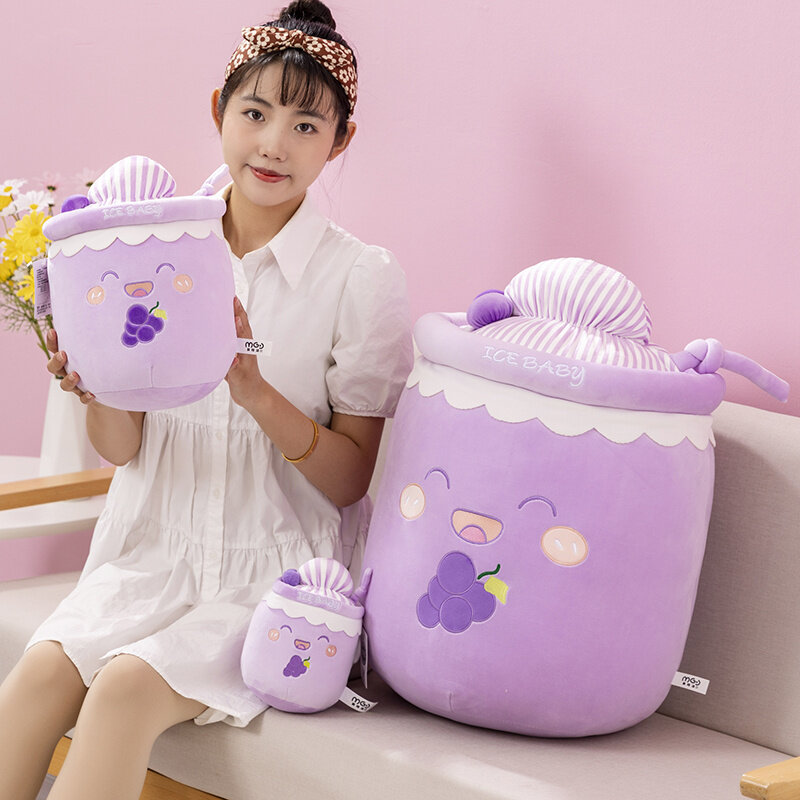 Neue 25-70cm Eis Milch Tee tasse Plüschtiere Fett Cartoon geformte Tasse Plüsch kissen gefüllte Baumwolle kreative Rücken kissen