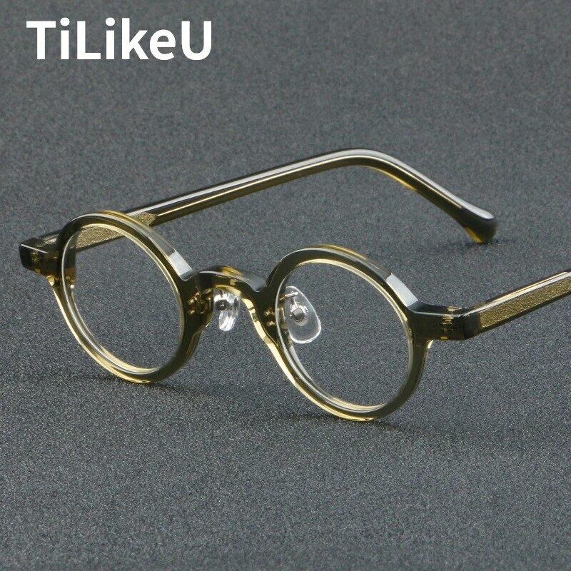 Vintage Acetate Glasses Frames Japan Hand Design Small Round Eyewear Men Myopia Optical Prescription Eyeglasses Frame Korean Style